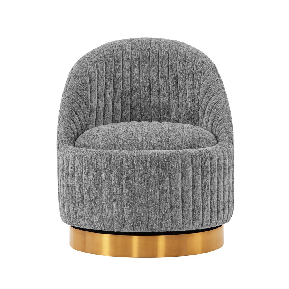 Photos - Chair Leela Modern Swivel Boucle Upholstered Accent  Gray - Manhattan Comfo