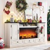 SinCiDo 35.7″ Tall Farmhouse Fireplace TV Stand for 80 Inch TV, 36″ Electric Fireplace, Entertainment Center w/ Cabinets & Drawers - 4 of 4