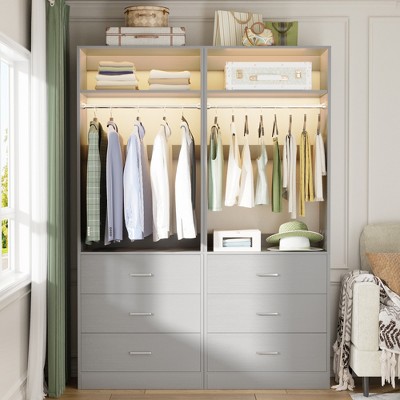Aheaplus Freestanding 24" Closet System with 3 Wood Drawers