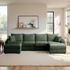 MYINDA 133.8'' Corduroy Deep Seat Sectional Sofa, Thick Padded Multi-Person Sofa with Storage Armrests, USB and Cell Phone Holder - 2 of 4