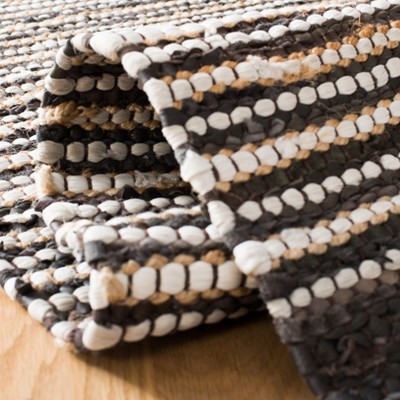 Handmade Vintage Leather Dark Brown 6' Square Area Rug