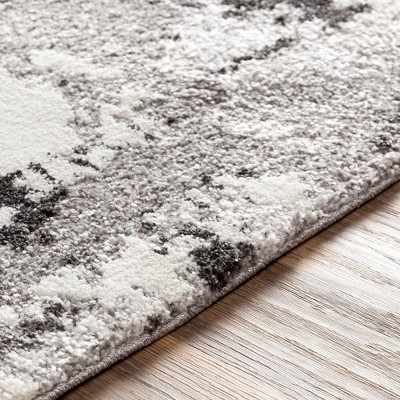 Ciel Hand-Knotted Round Gray Abstract Synthetic Area Rug