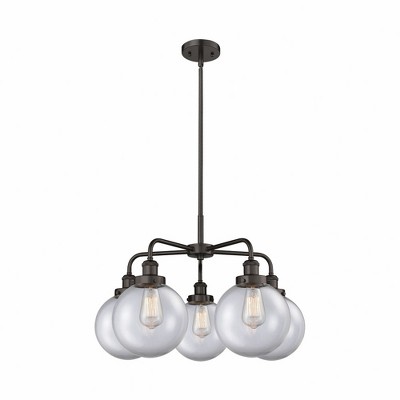 Beacon - 5 Light Stem Hung Chandelier In Art Deco Style-17.38 Inches Tall and 26 Inches Wide