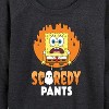 Women's - SpongeBob SquarePants - Scaredy Pants Lightweight French Terry Wide Neck Long Sleeve Shirt - 2 of 4