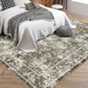 Washable Vintage Floral Area Rug,Boho Non-Slip Indoor Foldable Carpet,Stain Resistant Distressed Print Mat for Living Room/Bedroom/Kitchen/Dining Room - 3 of 4