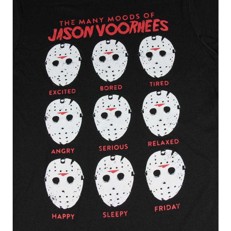 Friday The 13th The Many Moods Of Jason Voorhees Mask Shirt Distressed Licensed Graphics Tee, 2 of 4