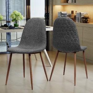 Lyngins Modern Elegant Armless Dining Chairs Set of 2, Upholstered Kitchen Chairs with Iron Wood-Finish Legs, Living Room Chairs for Dining Table - 1 of 4