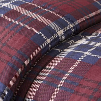 King Red Plaid Microfiber Down Alternative Comforter Set