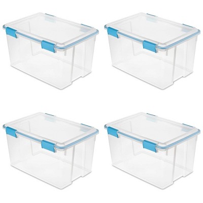 Sterilite 54 Quart Latched Gasket Plastic Storage Container for Home, Kitchen, Office, and Closet Bin Organization with Latching Lid, Clear