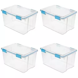 Sterilite 54 Quart Latched Gasket Plastic Storage Container for Home, Kitchen, Office, and Closet Bin Organization with Latching Lid, Clear
