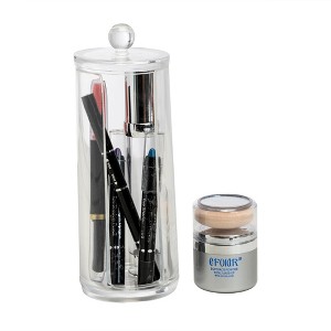 K-Cliffs Cotton Pad Holder Clear Makeup Remover Round Dispenser Acrylic Cosmetic Storage Plastic Brush Container - 1 of 4