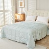 Solid Color Checkered Cooling Blanket, Lightweight & Breathable Summer Quilt, Washable Cooling-Tech Fabric, 86"x79", Green - 2 of 4