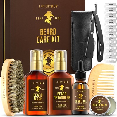 LOVERYMEN 13-Piece Beard Care Kit – Ultimate Grooming Set with Oil, Balm, Wash, Razor & More in Elegant Gift Box