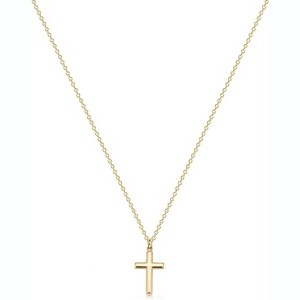 14K Gold Plated Cross Necklace - Minimalist Faith Pendant with Dainty Chain, Religious Jewelry - 1 of 4