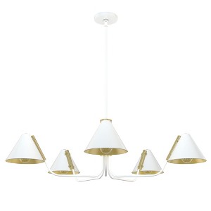 Hunter Fans 40.75" Grove Isle Chandelier Matte White Ceiling Light Modern Retro Design 5 Bulbs Dry Rated - 1 of 2