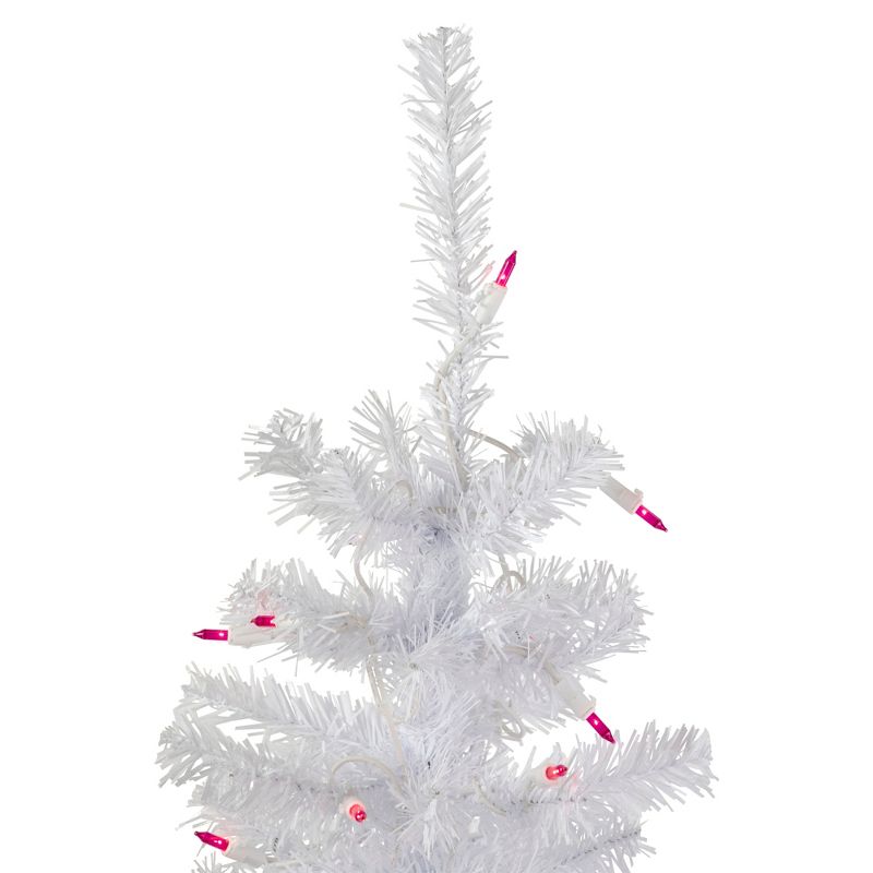 Northlight 3' Pre-Lit Woodbury White Pine Slim Artificial Christmas Tree, Pink Lights, 4 of 8