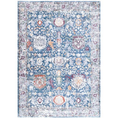 Nuloom Vintage Kali Floral Fringe Vintage Indoor Area Rug - Blue 5x7
