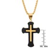 Steeltime 24" Men's 18k gold plated andblack ip stainless steel double cross pendant - 2 of 3