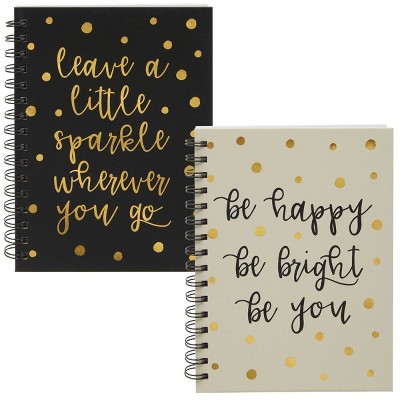 Paper Junkie 2 Pack Polka Dot Inspirational Notebook Journals for Women (8.4 x 6.25 In)