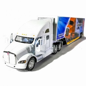 KiNSMART Kenworth T700 Container Truck, 1:68 Scale, Die Cast Metal Model, White with Decals, Pullback Action - 1 of 4