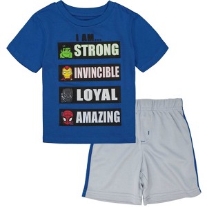 Marvel Avengers Spider-Man Hulk Graphic T-Shirt and Bike Shorts Outfit Set Toddler to Big Kid - 1 of 4