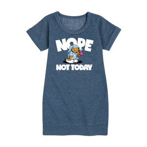 Girls' - Garfield - Nope Not Today Graphic Short Sleeve Fleece Dress - 1 of 3