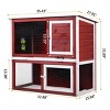LAOTIES 2 Story Wooden Rabbit Hutch,Outdoor Bunny Cage with Run,Ramp,Pull Out Tray,Water Bottle - 4 of 4