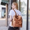 Wikineon Backpack Purse For Womens, Waterproof PU Leather Backpacks Handbags, Ladies Casual Shoulder Bags Brown - 2 of 4