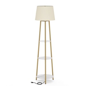 62" Tall LED Floor Lamp w Marble Shelves Corner Free Standing Lamp Reading Light - 1 of 4
