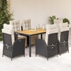 vidaXL Patio Dining Set with Cushions Outdoor Garden Furniture Poly Rattan - Black and Cream 59.1" Table Length 6 Pieces - 2 of 4