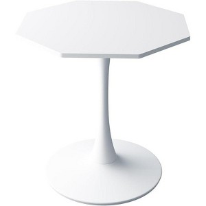 Hexagon Pedestal Dining Table for 2 - Space Saving Metal Base Breakfast Nook Table, Small Apartment Cafe Set - 1 of 4