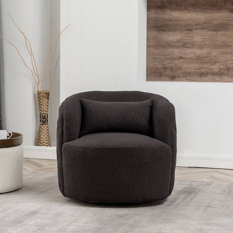  34" Wide Boucle Tufted Upholstered 360° Swivel Armchair - Kinwell, 5 of 12
