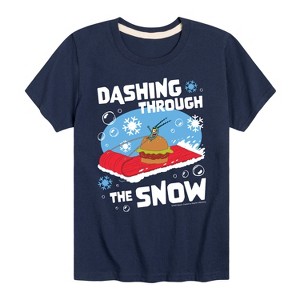 Boys' - SpongeBob SquarePants - Dashing Through The Snow Short Sleeve Graphic T-Shirt - 1 of 4