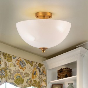 LLHZSY 3-Light Glass Ceiling Light Flush Mount Fixture 15 9/10"W-Gold - 1 of 4