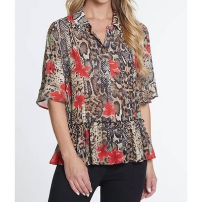 Women's Print Peplum Top - Multiples