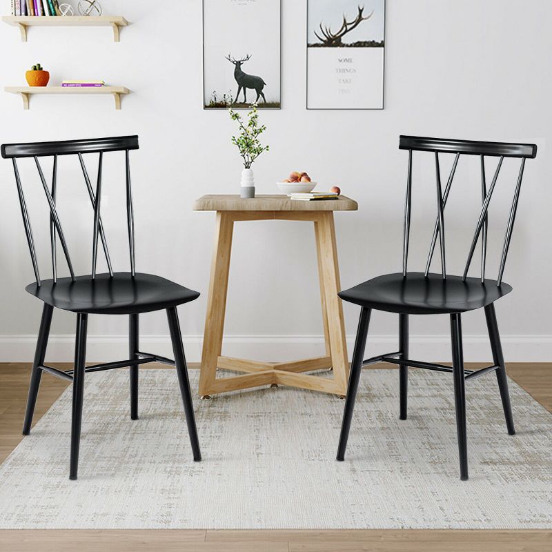 Costway Set of 2 Dining Side Chairs Chairs Armless Cross Back Kitchen Bistro Caf, 3 of 11