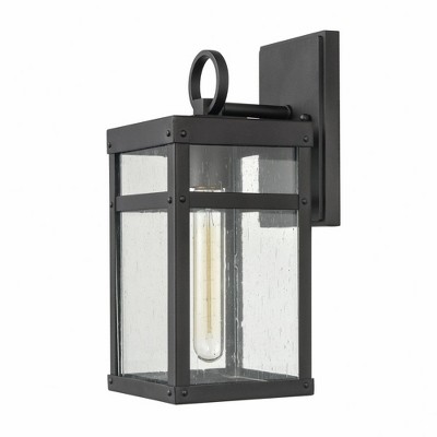 Textured Black Seeded Glass Outdoor Wall Sconce