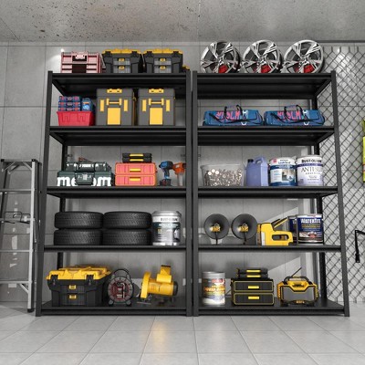 YONWAY 5 Tier Multifunctional Storage Rack Adjustable Garage Shelf Easy Assembly,Sturdy And Durable,For Garages,Gyms,31.5"W*15.7"D*63"H,Black