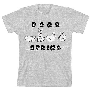 Dear Spring Balloon Letters With Cute Bunnies Youth Girl's Heather Gray Short Sleeve Crew Neck Tee - 1 of 2