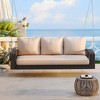 PAGED Swing Chair Outdoor, 69" PE Wicker 3-Person Porch Swing with Chains, Large Patio Swing Bench with Cushions for Backyard, Garden - 2 of 4