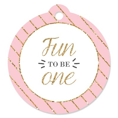 Big Dot of Happiness 1st Birthday Girl - Fun to be One - First Birthday Party Favor Gift Tags (Set of 20)