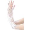 INSPIRE CHIC Women's Lace Floral Pearl Bowknot Polka Point Arm Fingerness Length Sleeves for Elegant Bridge Wedding Gloves 1 Pair - 4 of 4