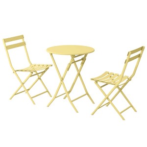 Maliang 3 Piece Patio Seating Set of Foldable Round Table and Chairs - 1 of 4
