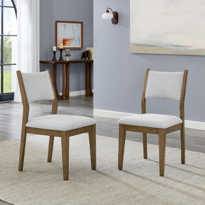 Roundhill Furniture Parker Upholstered Dining Chairs, Set of 2, Light Oak and Gray - 1 of 4