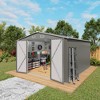 10x12FT Outdoor Storage Shed Large Metal Garden Shed with Double Door Two Window Waterproof Tool Shed for Backyard Patio Lawn Poolside ,Grey - 3 of 4