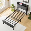 GDFStudio Lyra Modern Metal and Wooden Platform Bed Frame with Storage Headboard and Charging Station - 4 of 4