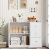 Buffet Cabinet with Storage, 43" Modern Sideboard Kitchen Cabinet with Guardrail Design & Adjustable Shelves & 3 Drawers, Wood Buffet Table Kitchen - 3 of 4