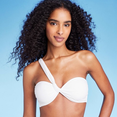 Women's One Shoulder Bandeau Bikini Top - Shade u0026 Shore™ White S : Target