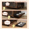 Dog Crate Furniture Decorative Kennel Wooden Dog Crate Chew-Proof Metal Barrier with Dog Bowls Flip-Top 3 Doors Wheel for Small Medium Large Dogs - 3 of 4