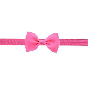 MyKids-Usa Newborn Baby 2 pcs. Small Size Bow Patched Pattern Solid Color Elastic Headband - 1 of 4